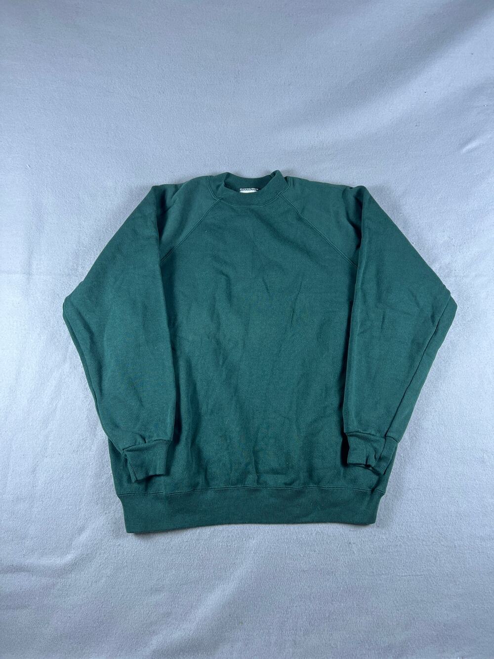 Vintage Hanes Her Way Sweatshirt Womens XL Green Crewneck Raglan Sleeve Fleece